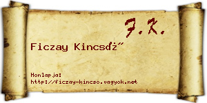 Ficzay Kincső névjegykártya